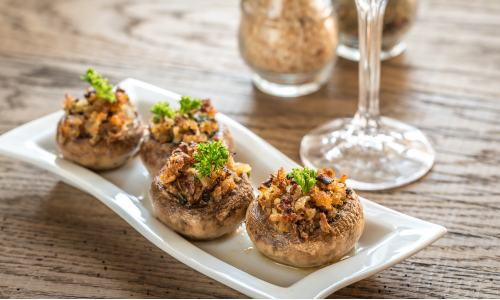 Pecan & Parmesan Stuffed Mushroom LE22 Cabernet Sauvignon Merlot